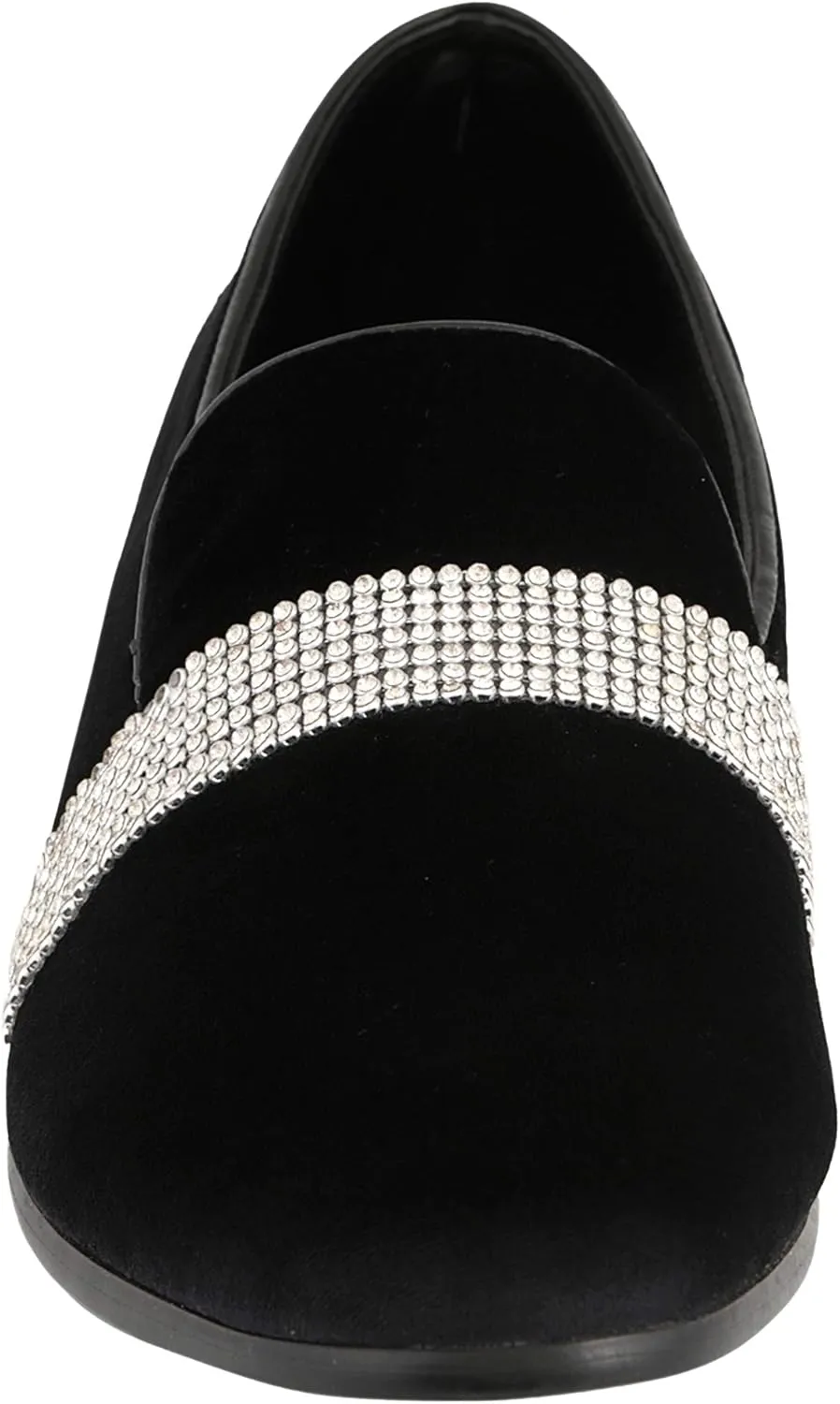 Amali The Original Men's Velvet Smoking Slipper with Rhinestone Embellished Strap Dress Shoe, Style Monarch