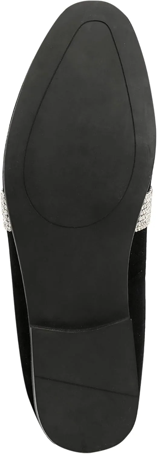Amali The Original Men's Velvet Smoking Slipper with Rhinestone Embellished Strap Dress Shoe, Style Monarch