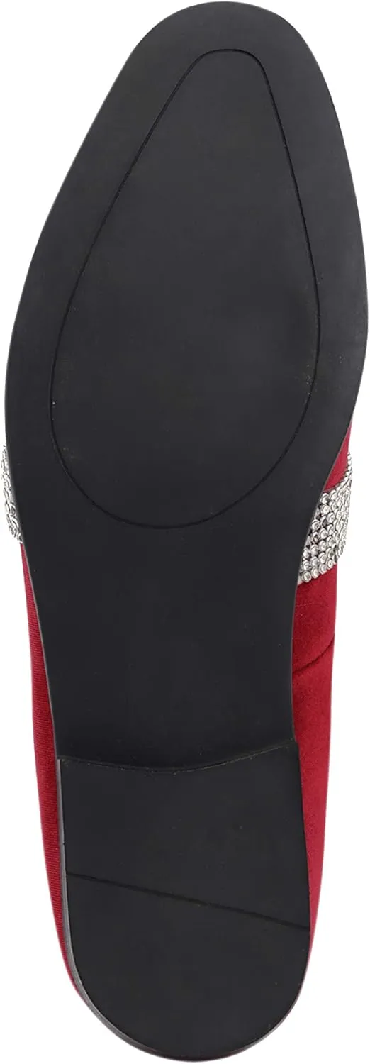 Amali The Original Men's Velvet Smoking Slipper with Rhinestone Embellished Strap Dress Shoe, Style Monarch