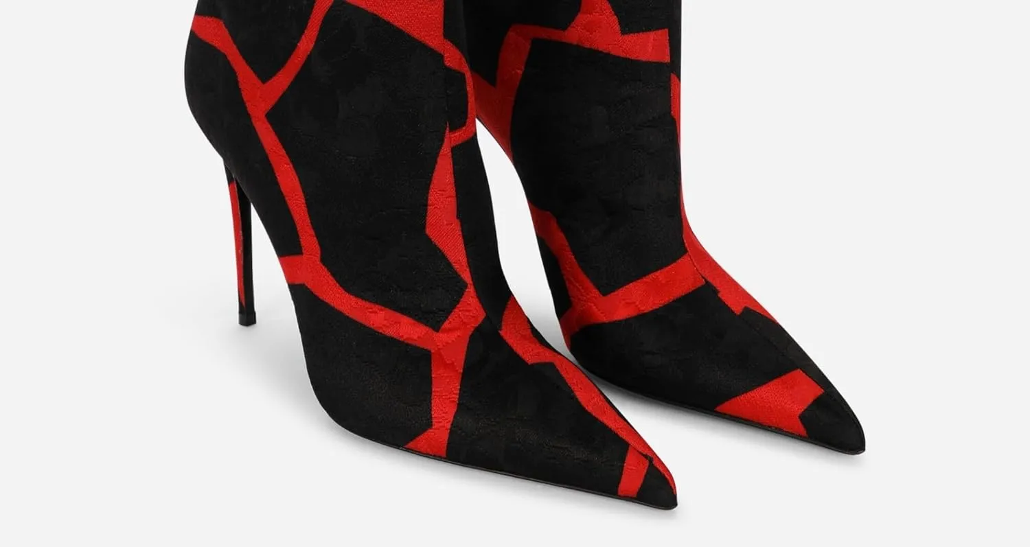 Animal Print Boots for Women Pointed Toe Knee High Boots Wide Calf High Heel Sexy Fashion Tall Boots