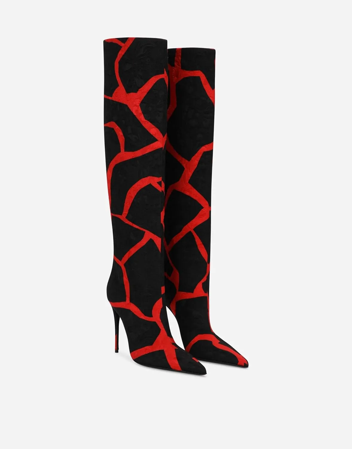 Animal Print Boots for Women Pointed Toe Knee High Boots Wide Calf High Heel Sexy Fashion Tall Boots