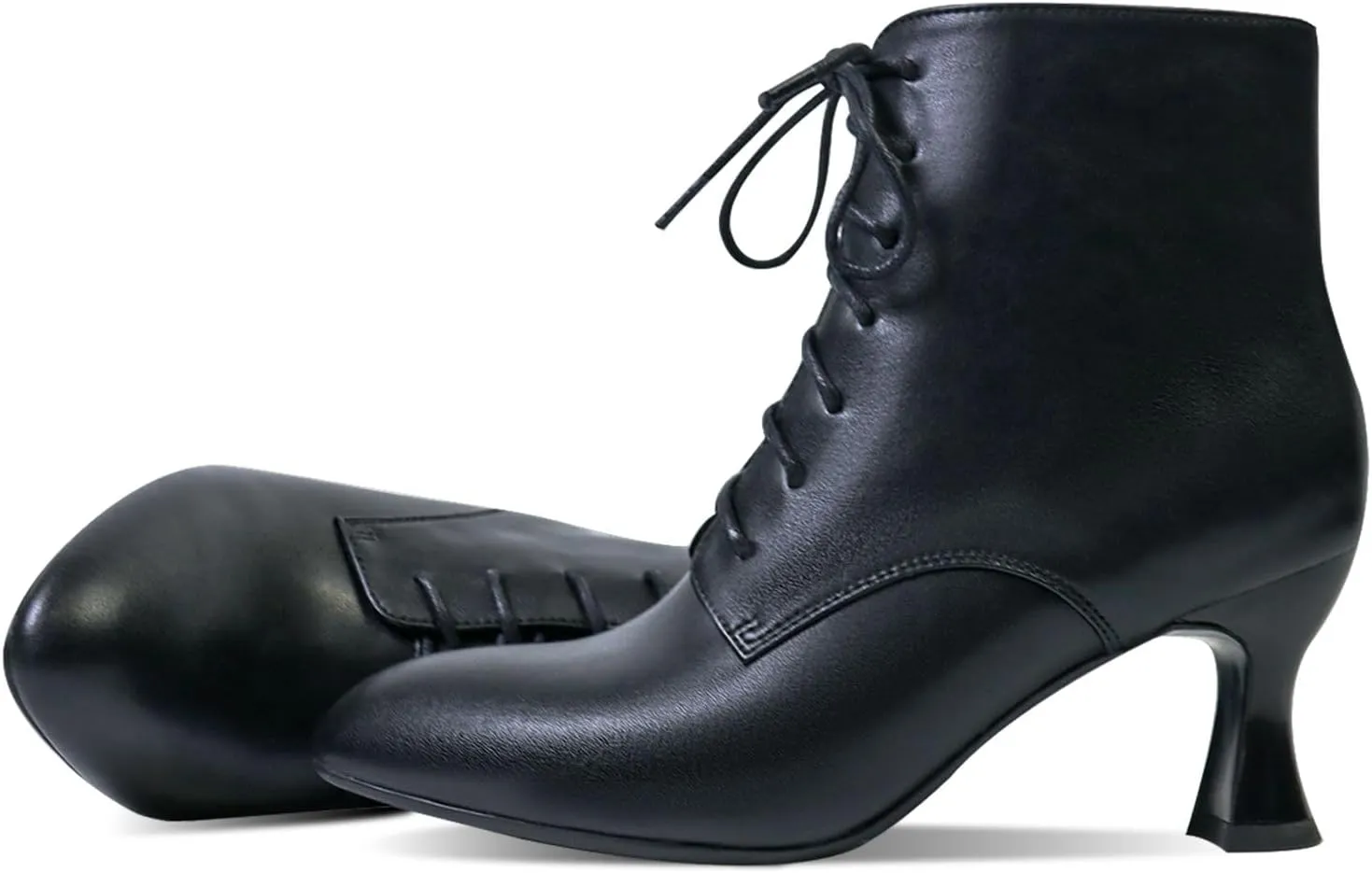 Ankle Boots for Women High Heel Pointed Toe Ankle Boots Lace up Side Zipper Kitten Heels
