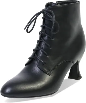 Ankle Boots for Women High Heel Pointed Toe Ankle Boots Lace up Side Zipper Kitten Heels