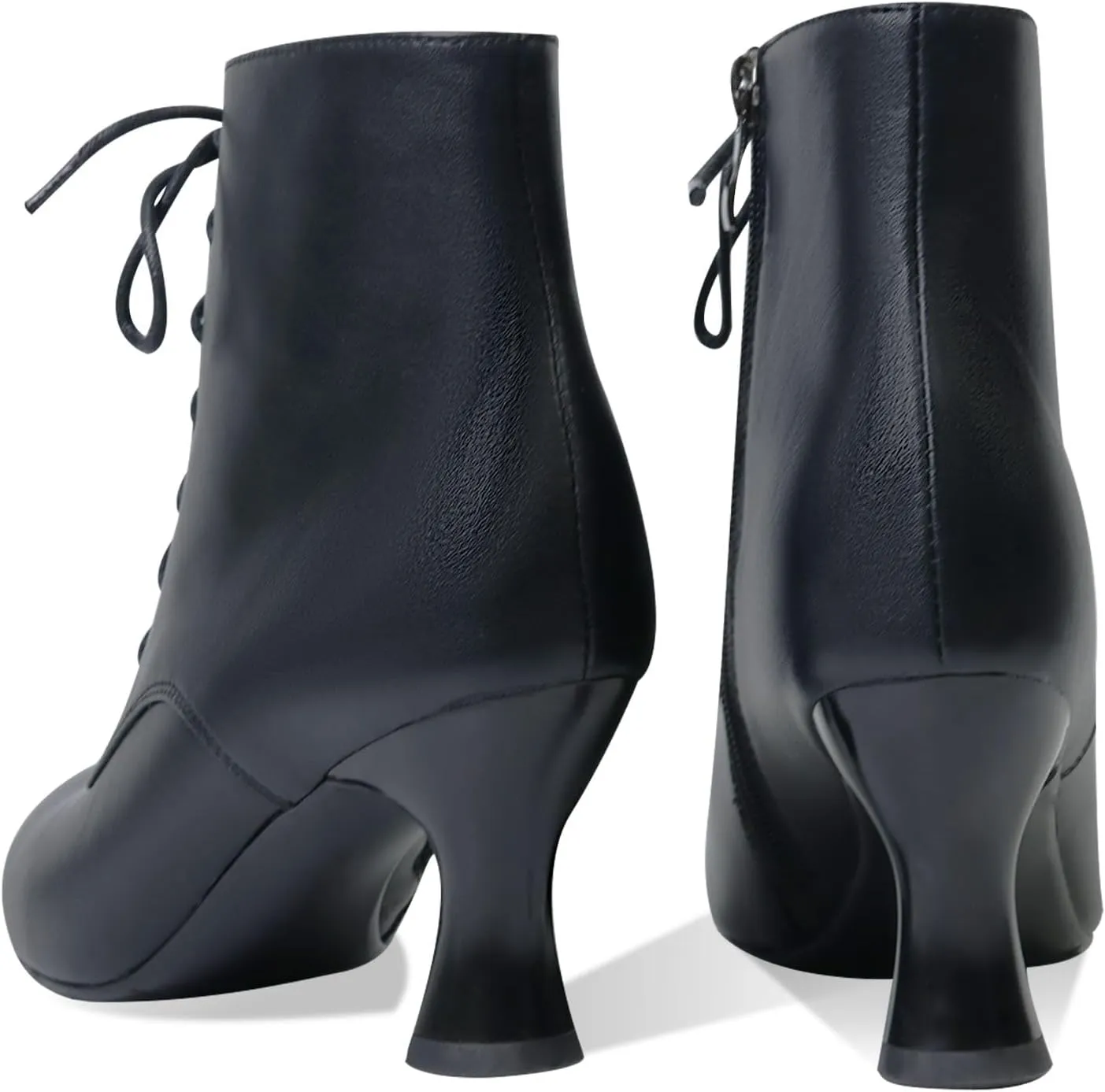 Ankle Boots for Women High Heel Pointed Toe Ankle Boots Lace up Side Zipper Kitten Heels