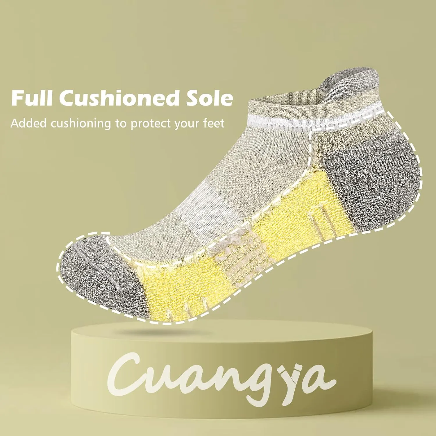 Ankle Socks Women Athletic No Show Socks Running Comfort Cushioned 5-Pairs