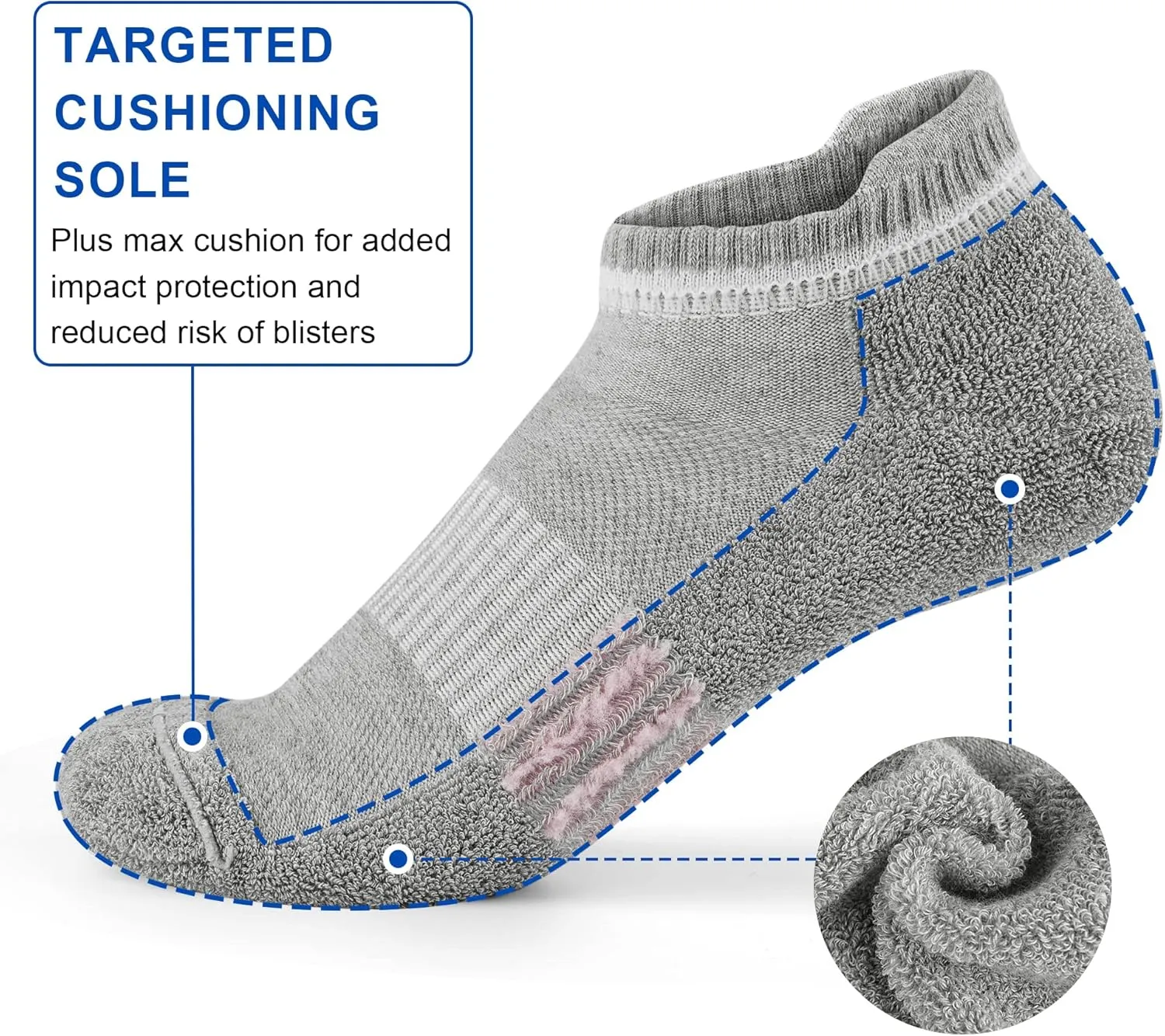 Ankle Socks Womens Athletic Running Comfort Cushioned 3/5/6Pairs