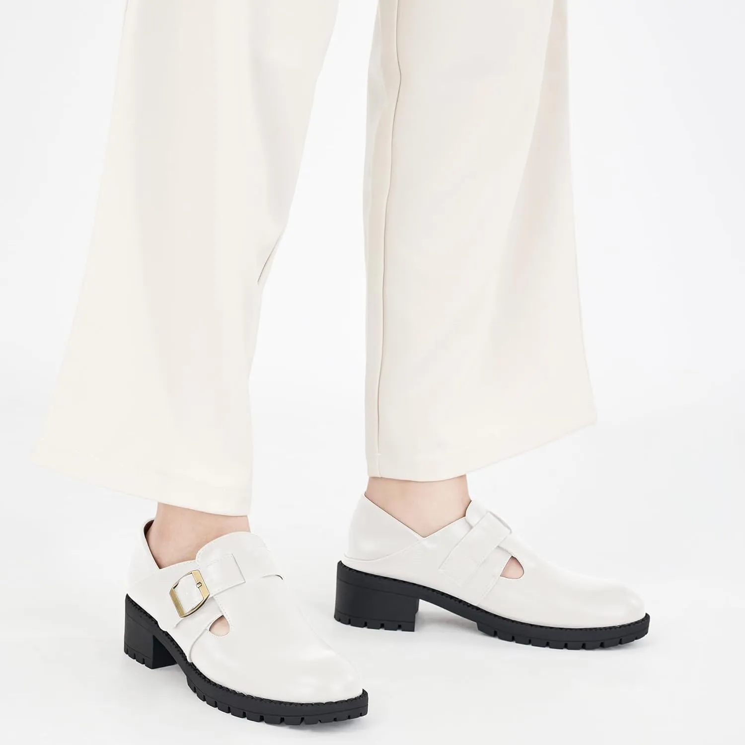 Aomigoct Chunky Loafers for Women Work: Comfortable Office Business Womens Loafers - Casual Platform Slip On Shoes