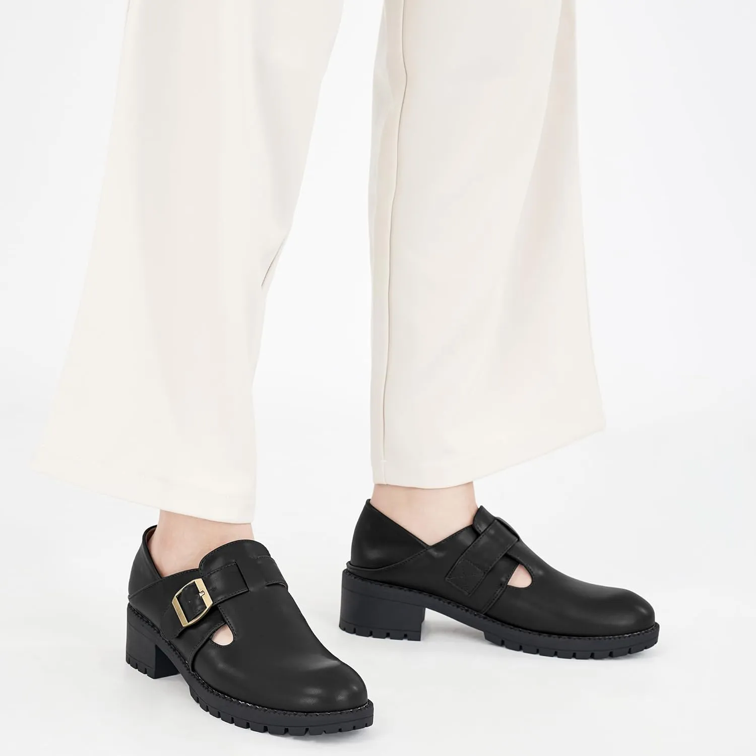 Aomigoct Chunky Loafers for Women Work: Comfortable Office Business Womens Loafers - Casual Platform Slip On Shoes