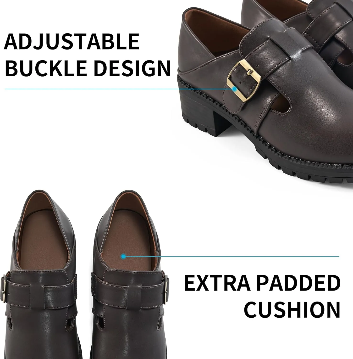 Aomigoct Chunky Loafers for Women Work: Comfortable Office Business Womens Loafers - Casual Platform Slip On Shoes