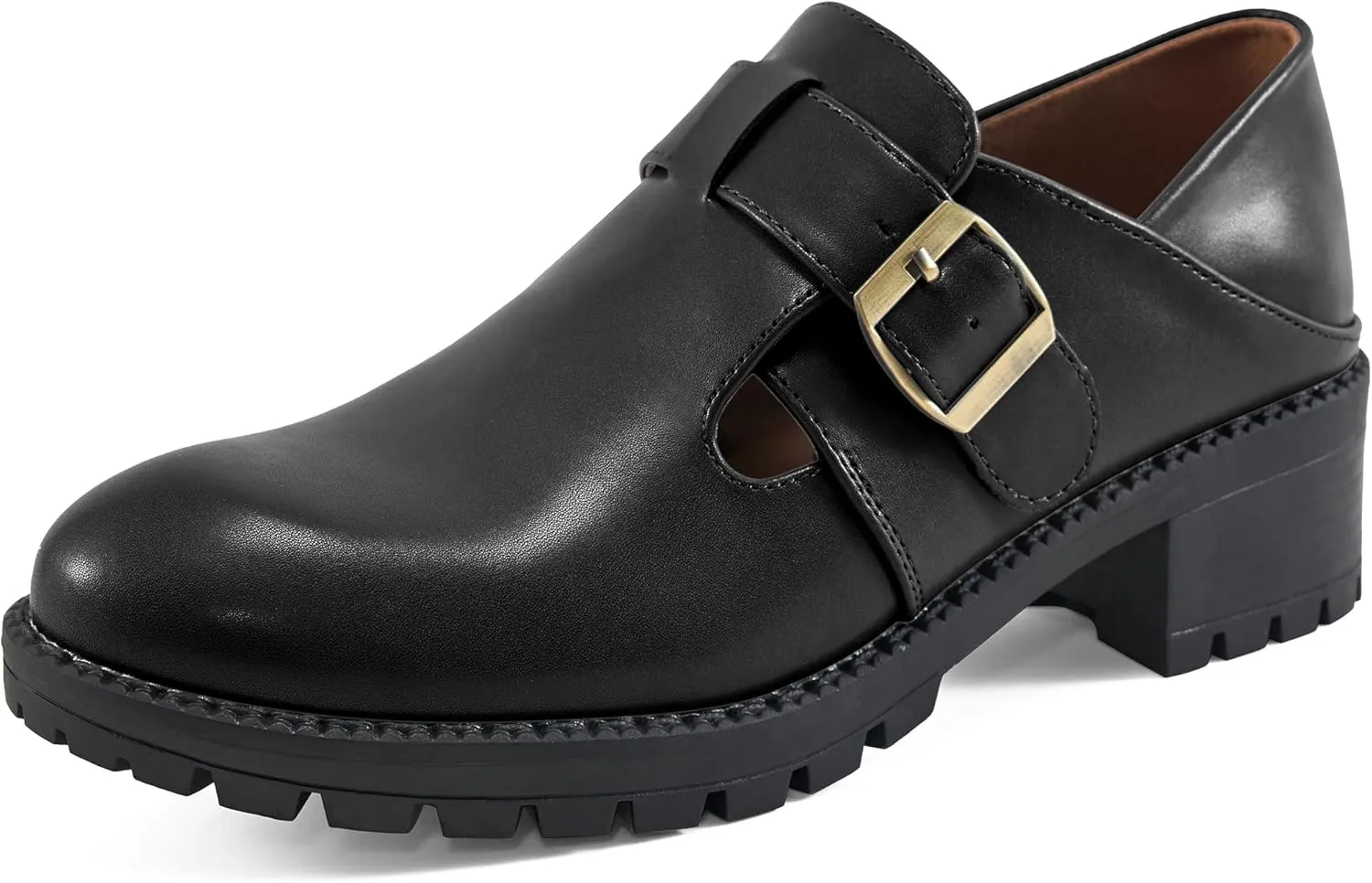 Aomigoct Chunky Loafers for Women Work: Comfortable Office Business Womens Loafers - Casual Platform Slip On Shoes