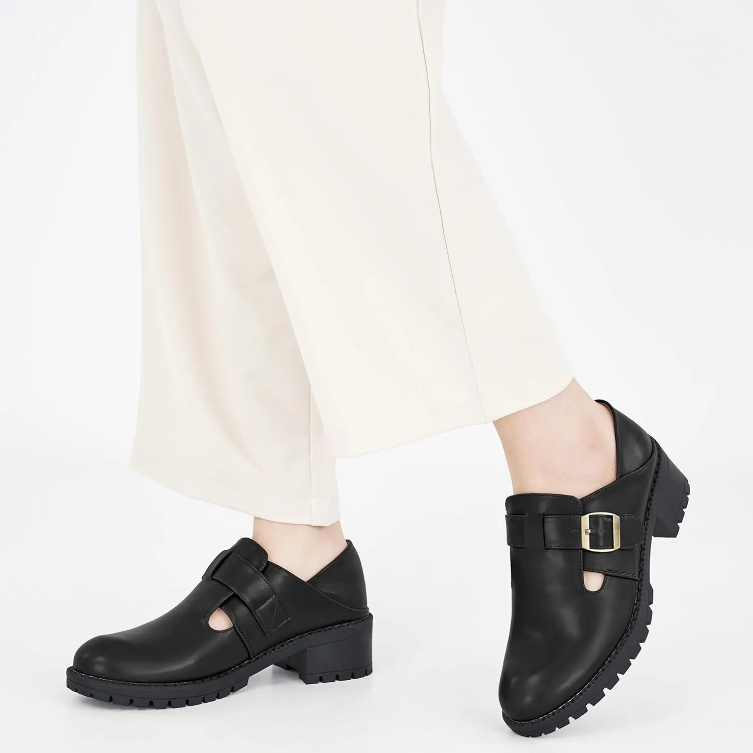 Aomigoct Chunky Loafers for Women Work: Comfortable Office Business Womens Loafers - Casual Platform Slip On Shoes