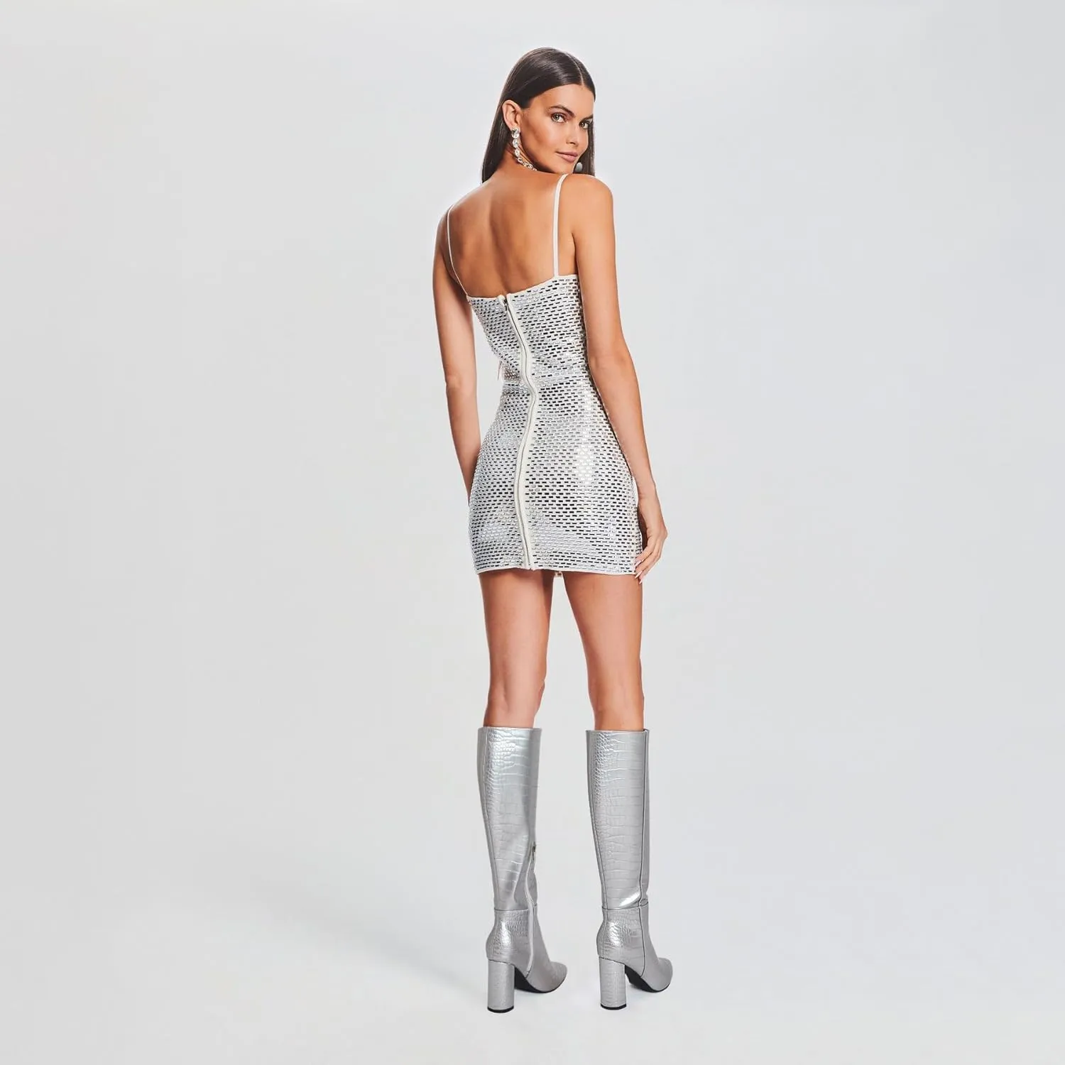 AOSPHIRAYLIAN Knee High Boots Women Snake Faux Crocodile Boots Long Tall Boots Pointed Toe Chunky High Heel Boots with Zipper Block Heel Fashion Dress Boots Pull On Size 6-10