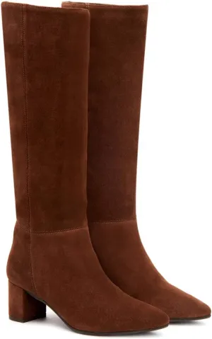 Aquatalia Karen Suede Leather Knee High Boots Chestnut US 5.5 (M)