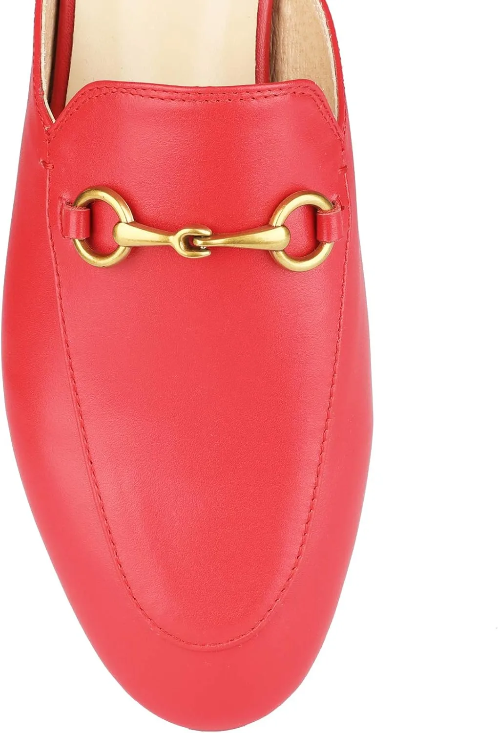 Arqa Mules for Women Almond Toe Leather Flats Slip-on Comfort Backless Loafers Buckle Mule Shoes
