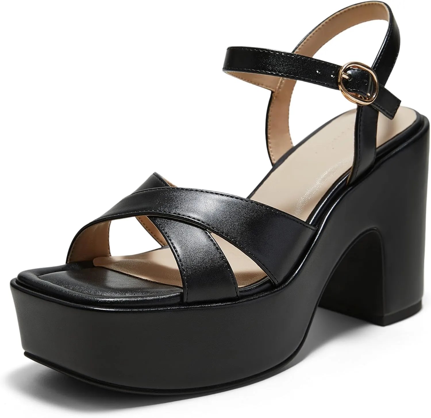 Arromic Women's Crisscross Band Platform High Heel Sandals with 4-Inch Chunky Heels Ankle Strap Stylish Y2K Heeled Shoes for Party, Wedding, Evening Events