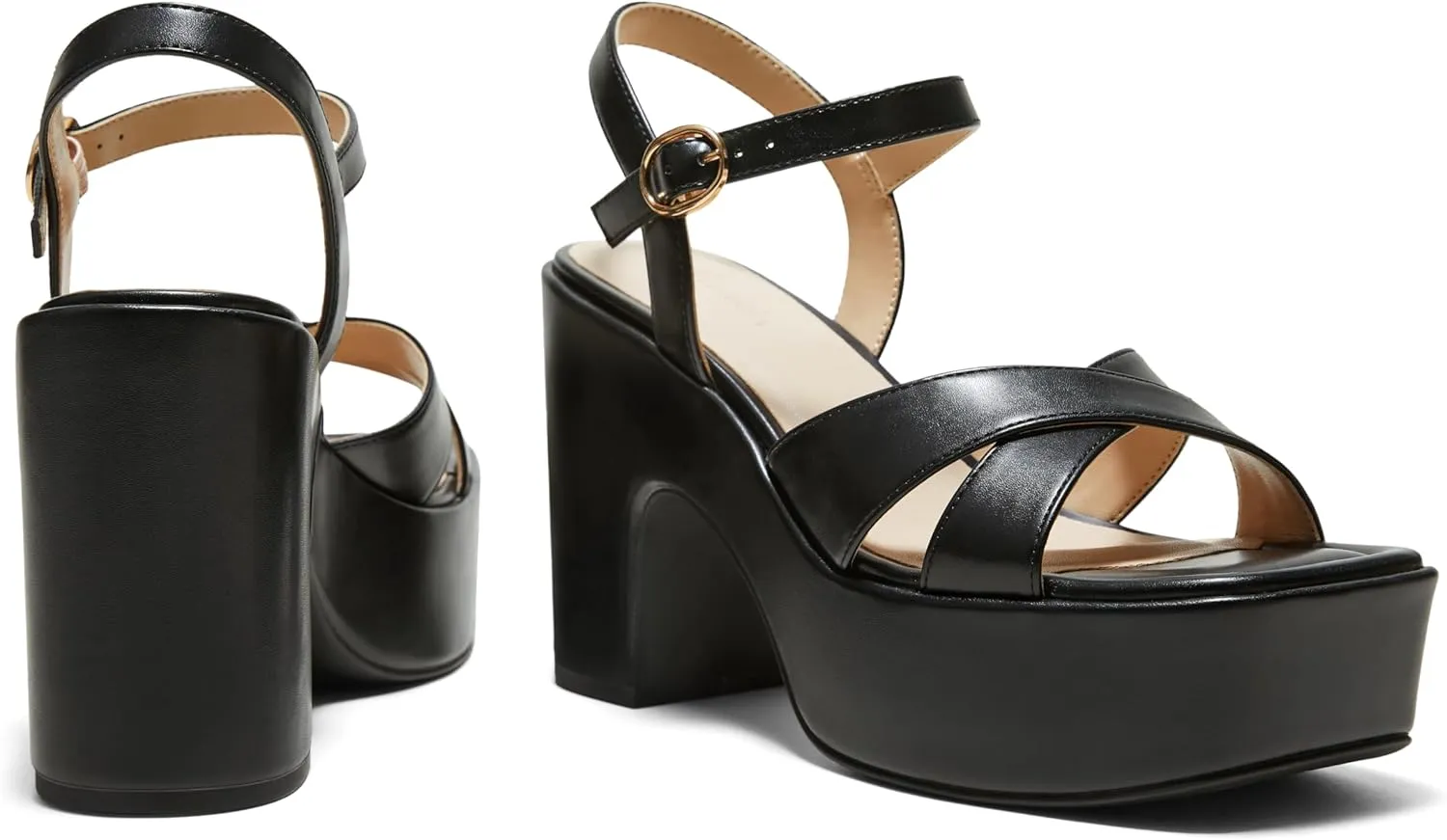 Arromic Women's Crisscross Band Platform High Heel Sandals with 4-Inch Chunky Heels Ankle Strap Stylish Y2K Heeled Shoes for Party, Wedding, Evening Events