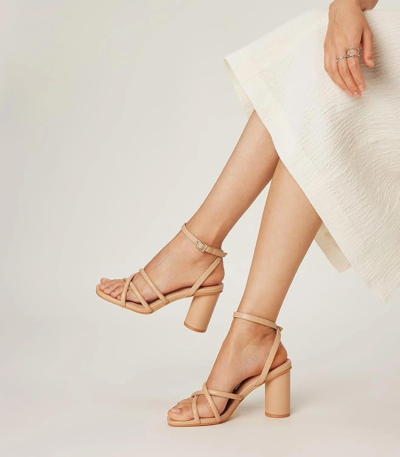 Arromic Women's Heeled Sandals - Chunky Block Heels, Strappy Square Open Toe Ankle Strap Dressy Party Wedding Prom Sandals for Women