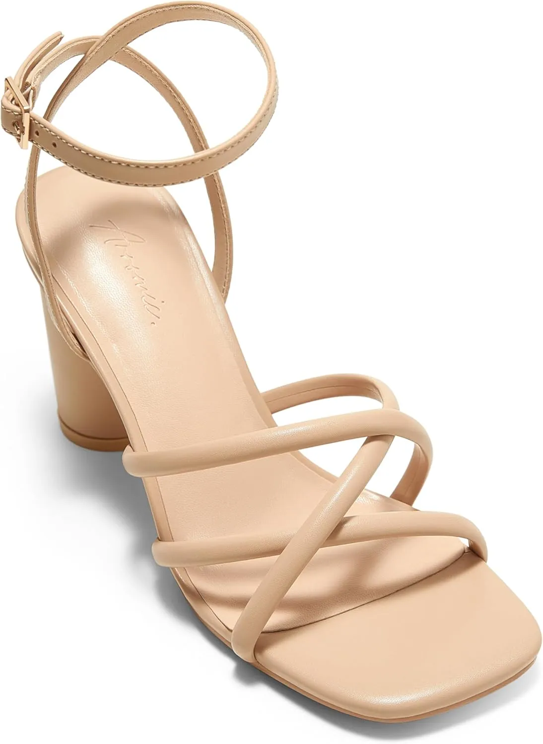 Arromic Women's Heeled Sandals - Chunky Block Heels, Strappy Square Open Toe Ankle Strap Dressy Party Wedding Prom Sandals for Women