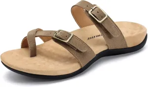 Athlefit Orthopedic Sandals for Women with Arch Support Adjustable Comfort Walking Orthotic Flip Flops