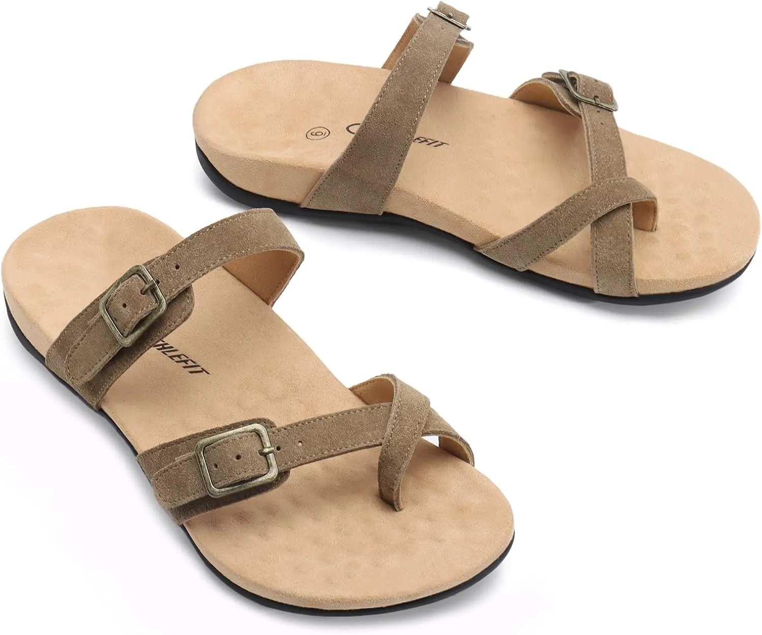 Athlefit Orthopedic Sandals for Women with Arch Support Adjustable Comfort Walking Orthotic Flip Flops
