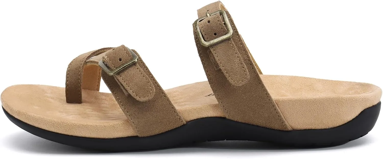 Athlefit Orthopedic Sandals for Women with Arch Support Adjustable Comfort Walking Orthotic Flip Flops