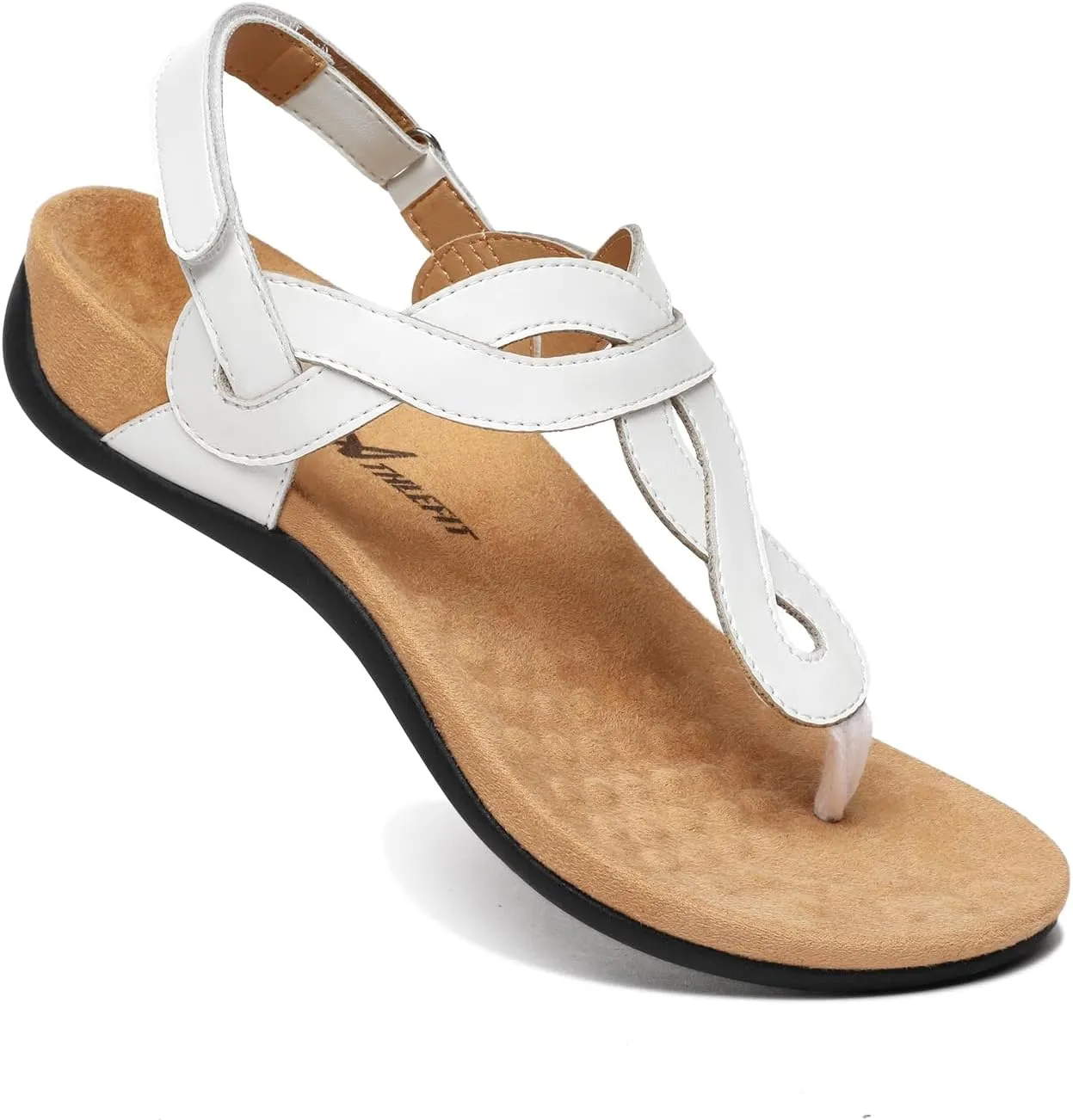 Athlefit Women's Orthopedic Arch Support Sandals Comfortable Thong T-Strap Orthotic Casual Flat Sandals