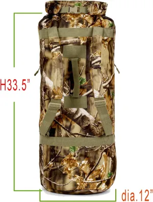 AUSCAMOTEK Top Load Camo Duffel Bag for Hunting Gear - Water Resistant Blind Duffle Backpack- Camouflage Military Style Seabag