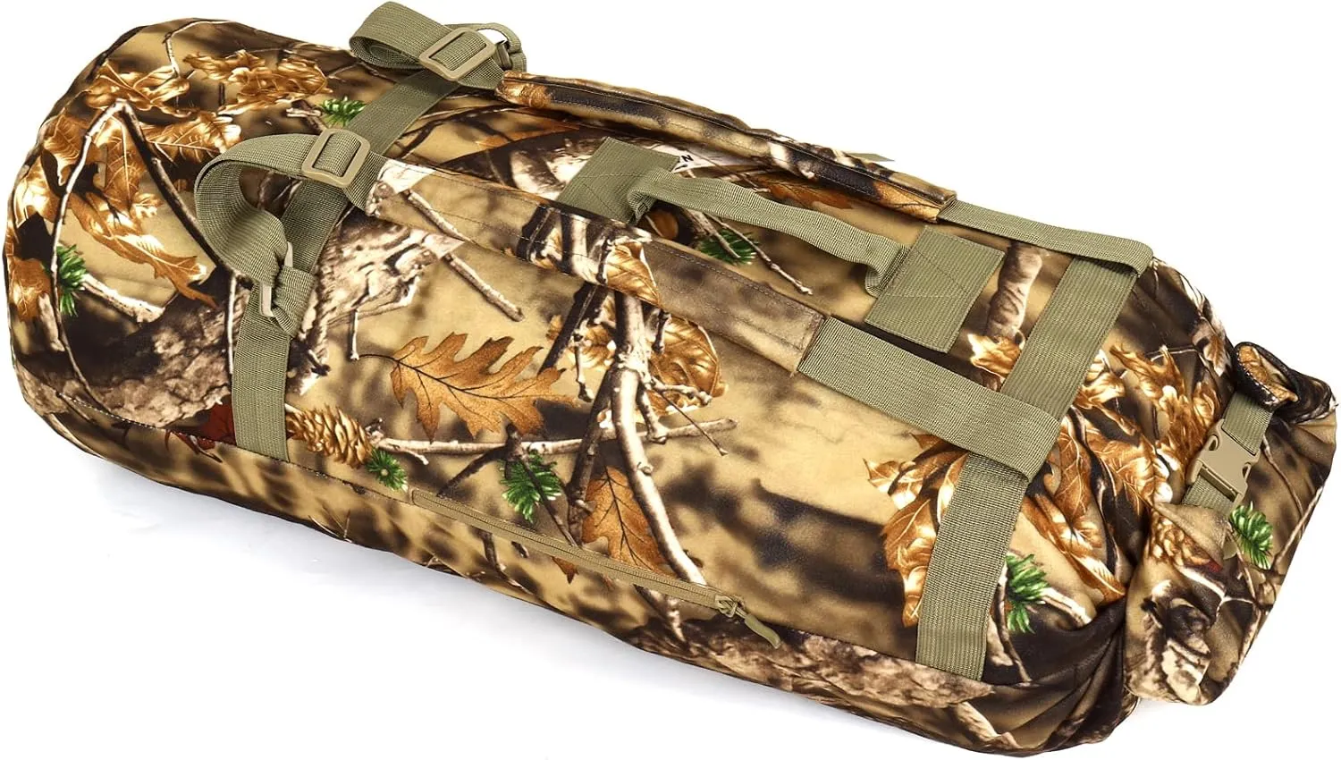 AUSCAMOTEK Top Load Camo Duffel Bag for Hunting Gear - Water Resistant Blind Duffle Backpack- Camouflage Military Style Seabag