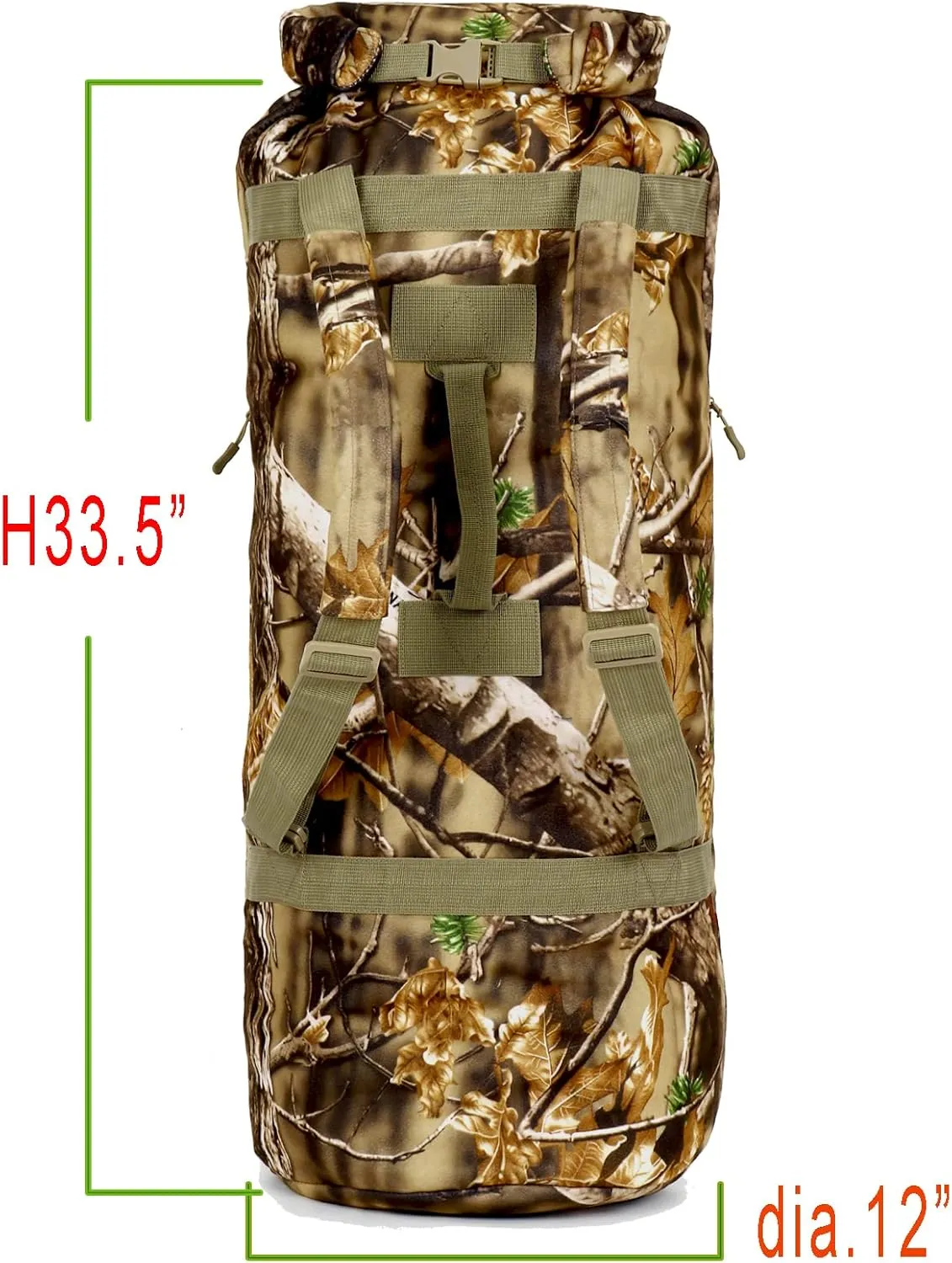 AUSCAMOTEK Top Load Camo Duffel Bag for Hunting Gear - Water Resistant Blind Duffle Backpack- Camouflage Military Style Seabag