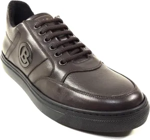 Baldinini Men's Brown Soft Leather Comfort Warm Fashion Sneakers