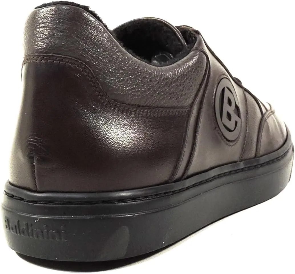 Baldinini Men's Brown Soft Leather Comfort Warm Fashion Sneakers