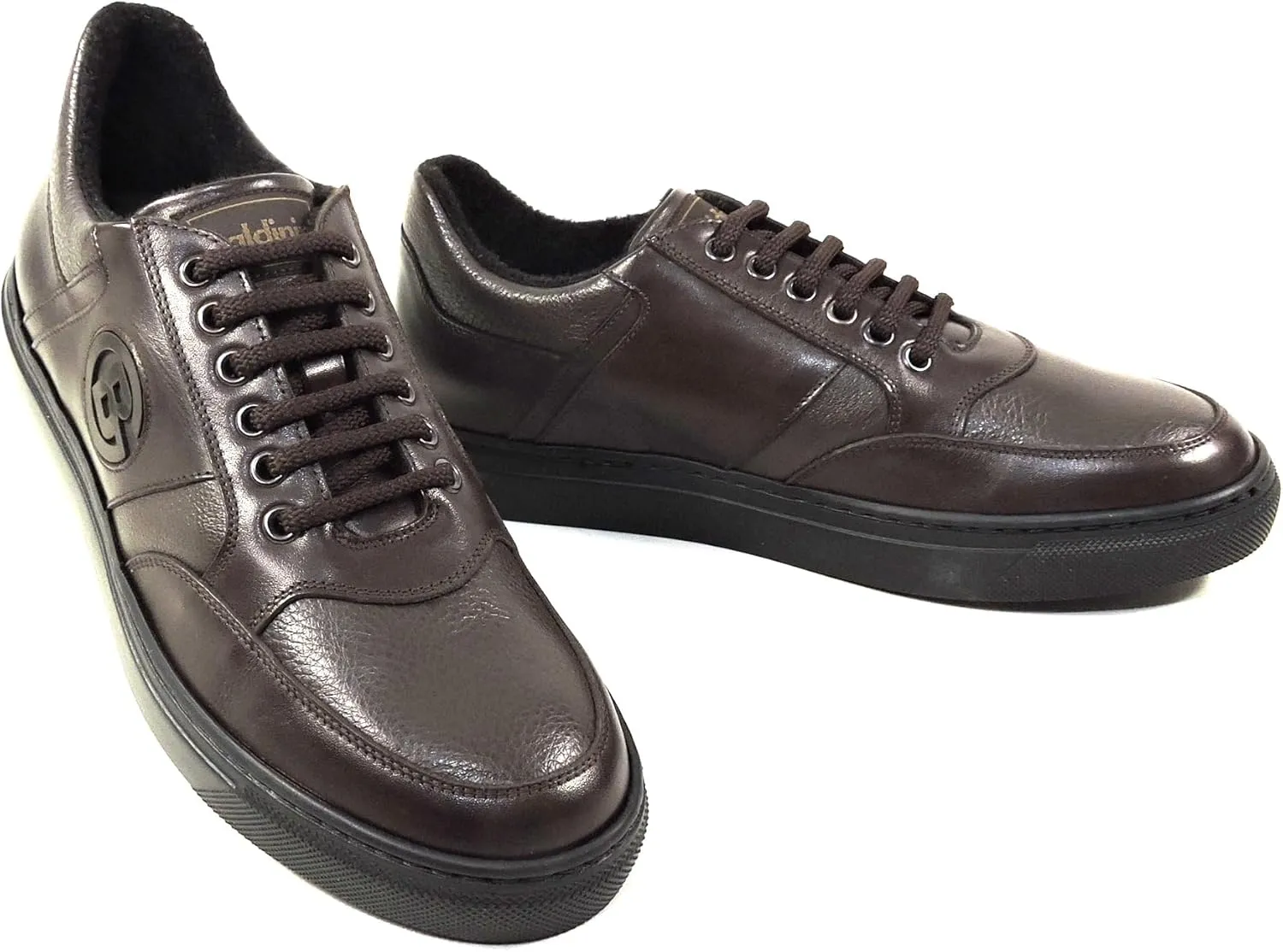 Baldinini Men's Brown Soft Leather Comfort Warm Fashion Sneakers