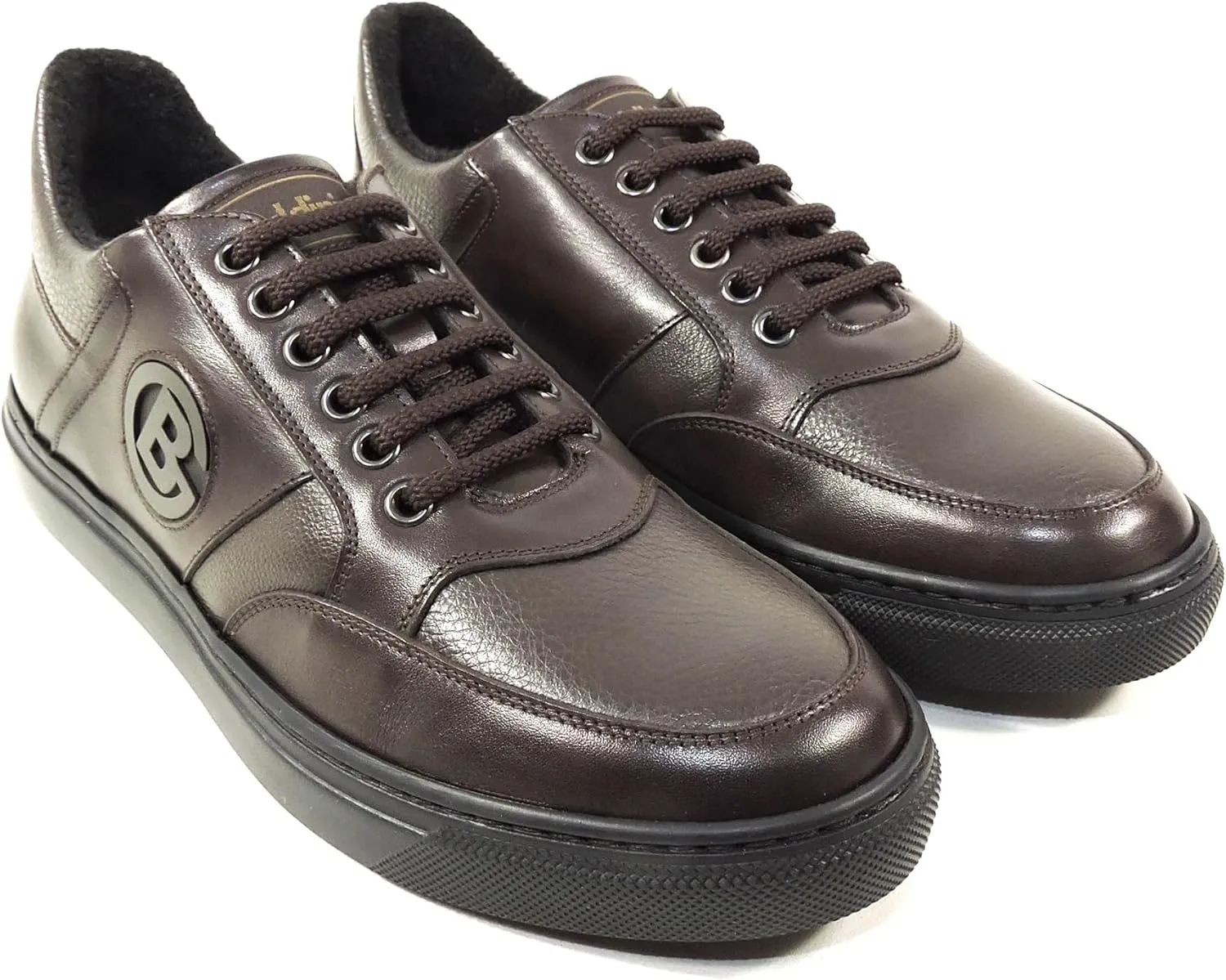 Baldinini Men's Brown Soft Leather Comfort Warm Fashion Sneakers