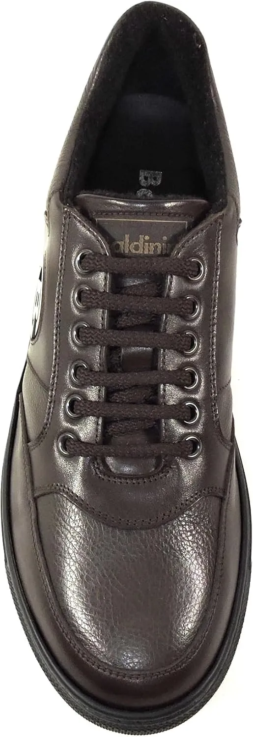 Baldinini Men's Brown Soft Leather Comfort Warm Fashion Sneakers