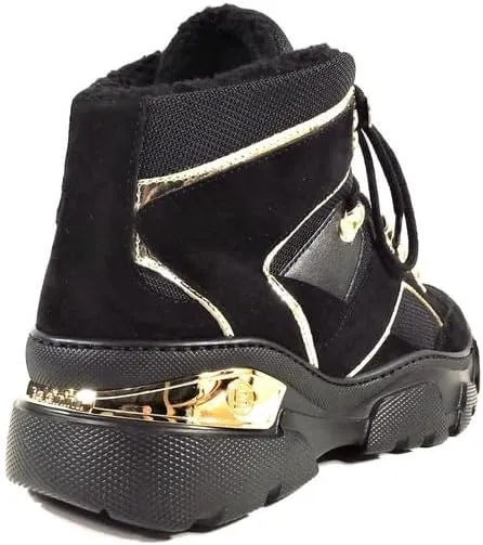 Baldinini Women's Black Suede Winter Fashion Sneakers, Fur Inside