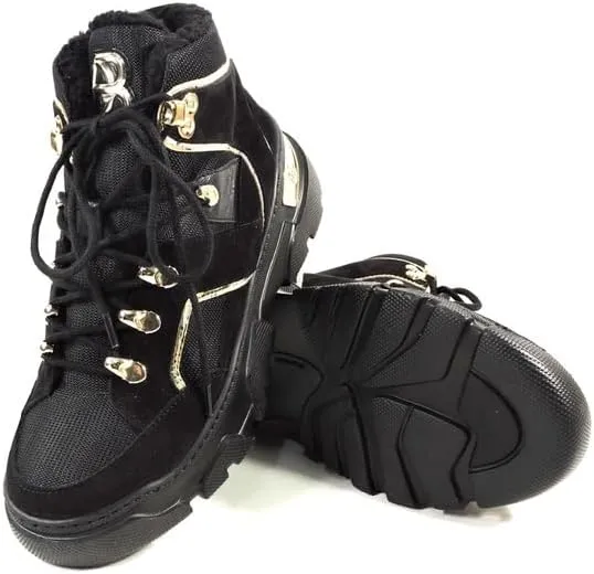 Baldinini Women's Black Suede Winter Fashion Sneakers, Fur Inside