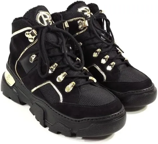Baldinini Women's Black Suede Winter Fashion Sneakers, Fur Inside