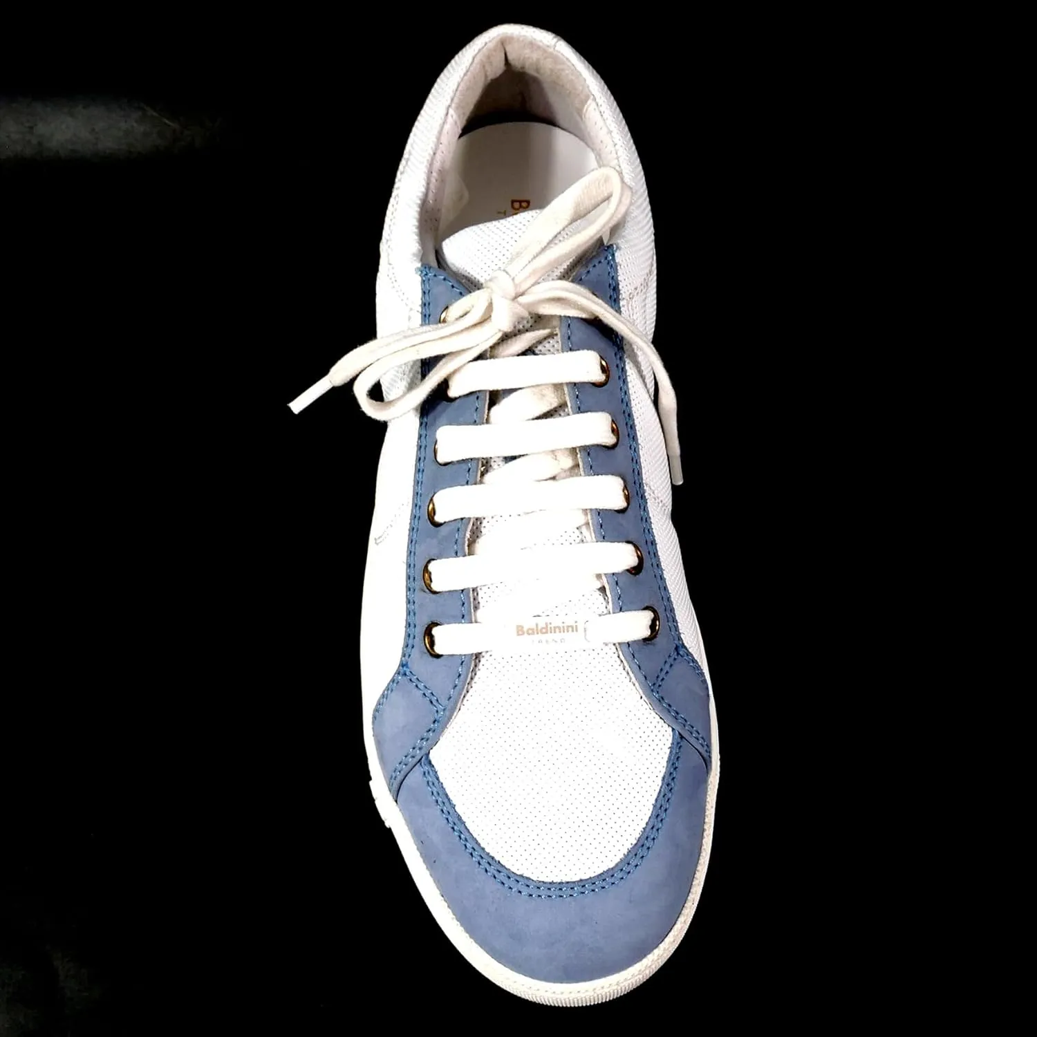 Baldinini Women's White and Blue Leather Fashion Sneakers