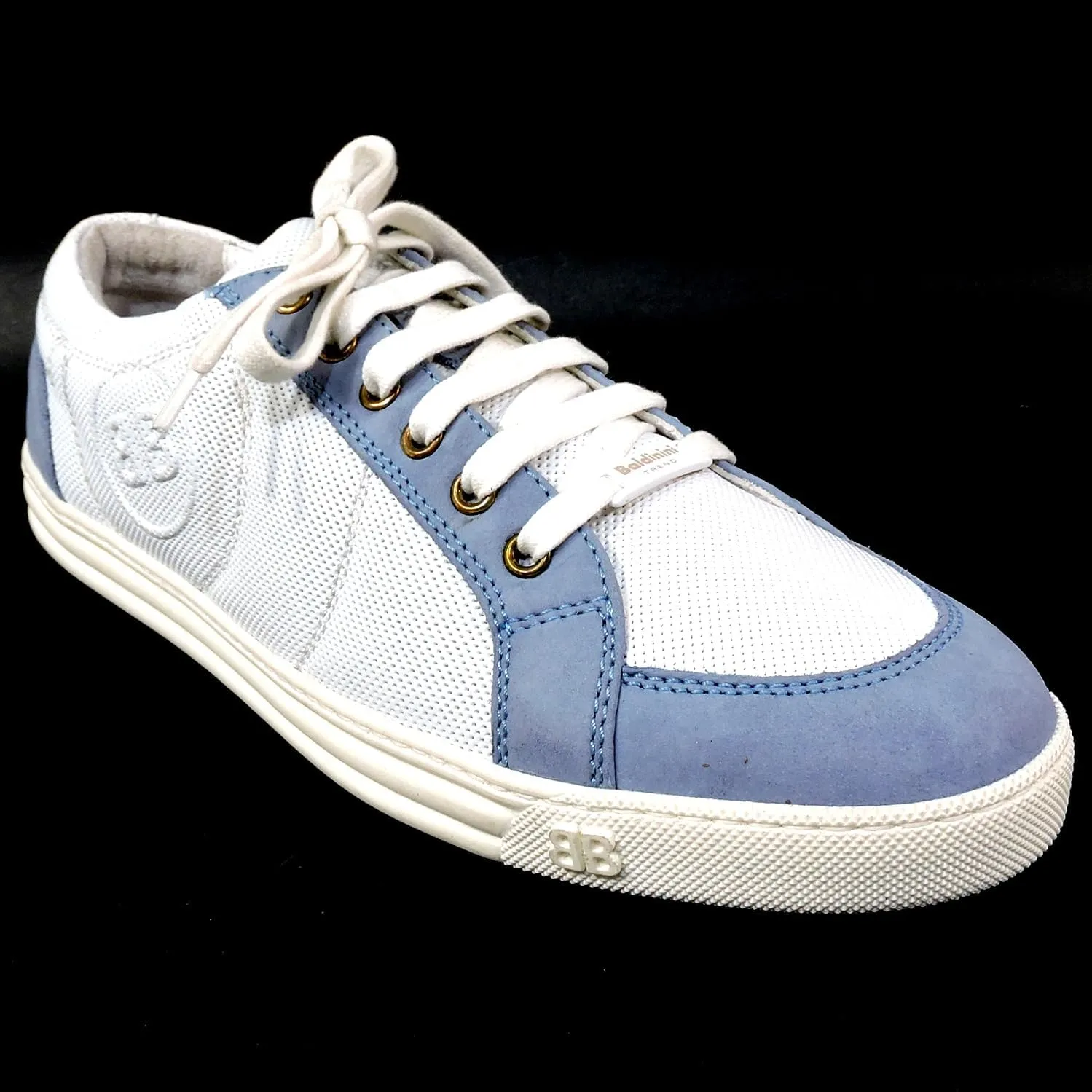Baldinini Women's White and Blue Leather Fashion Sneakers