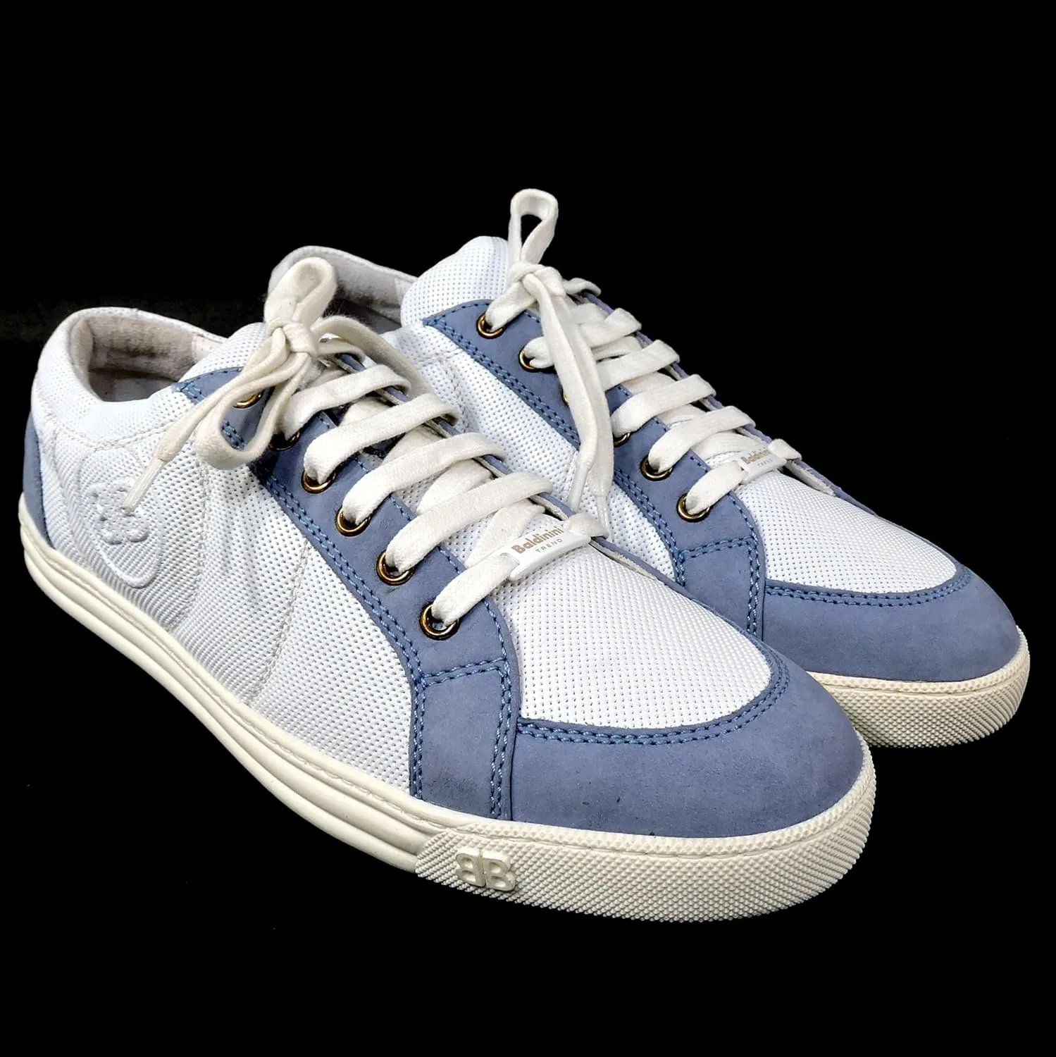 Baldinini Women's White and Blue Leather Fashion Sneakers