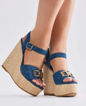 BAMBOO Siena-22 Women's Open Toe Espadrilles Ankle Strap With Buckle Detail Platform Wedge Sandals
