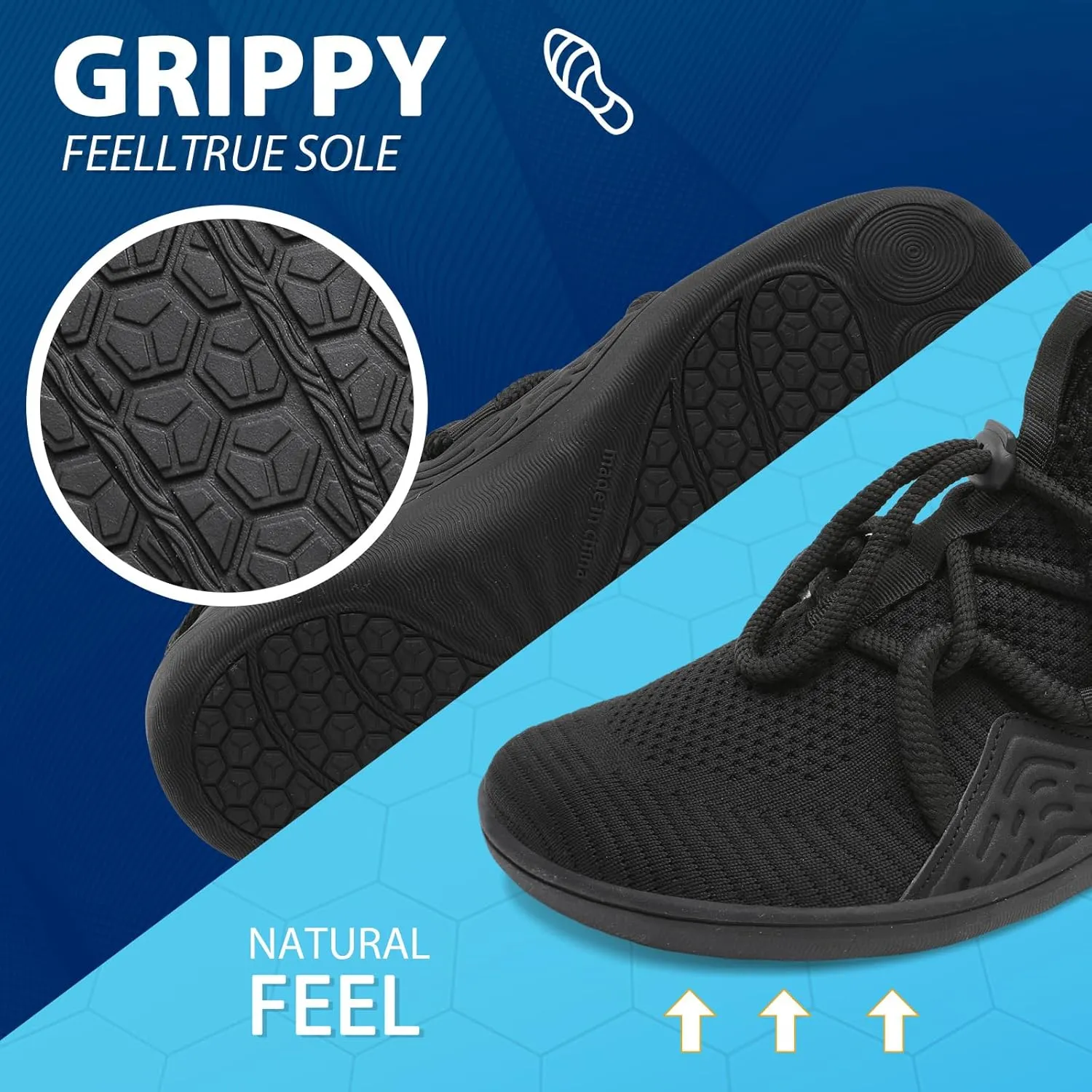 BARERUN Men's Walking Shoes Wide Diabetic Shoes Barefoot Running Lightweight Breathable Adjustable Arthritis Edema Neuropathy Workout Gym Tennis Office Cushioned Fashion Sneakers