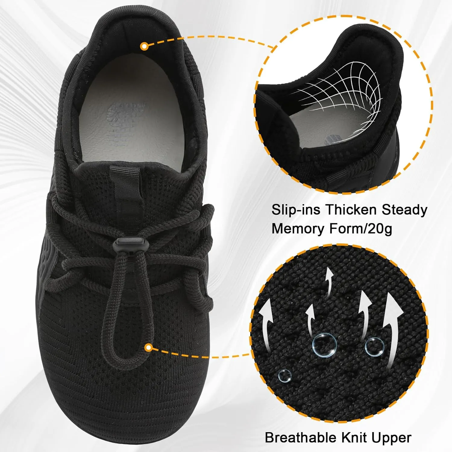 BARERUN Men's Walking Shoes Wide Diabetic Shoes Barefoot Running Lightweight Breathable Adjustable Arthritis Edema Neuropathy Workout Gym Tennis Office Cushioned Fashion Sneakers