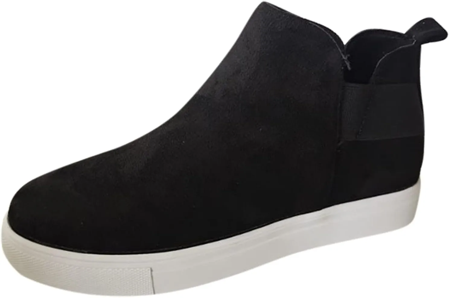 Bcshiye Women's Wedge Sneakers Hidden Heel Platform Walking Booties Hidden Wedge Sneakers Round Toe Ankle Boots