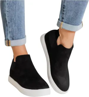 Bcshiye Women's Wedge Sneakers Hidden Heel Platform Walking Booties Hidden Wedge Sneakers Round Toe Ankle Boots