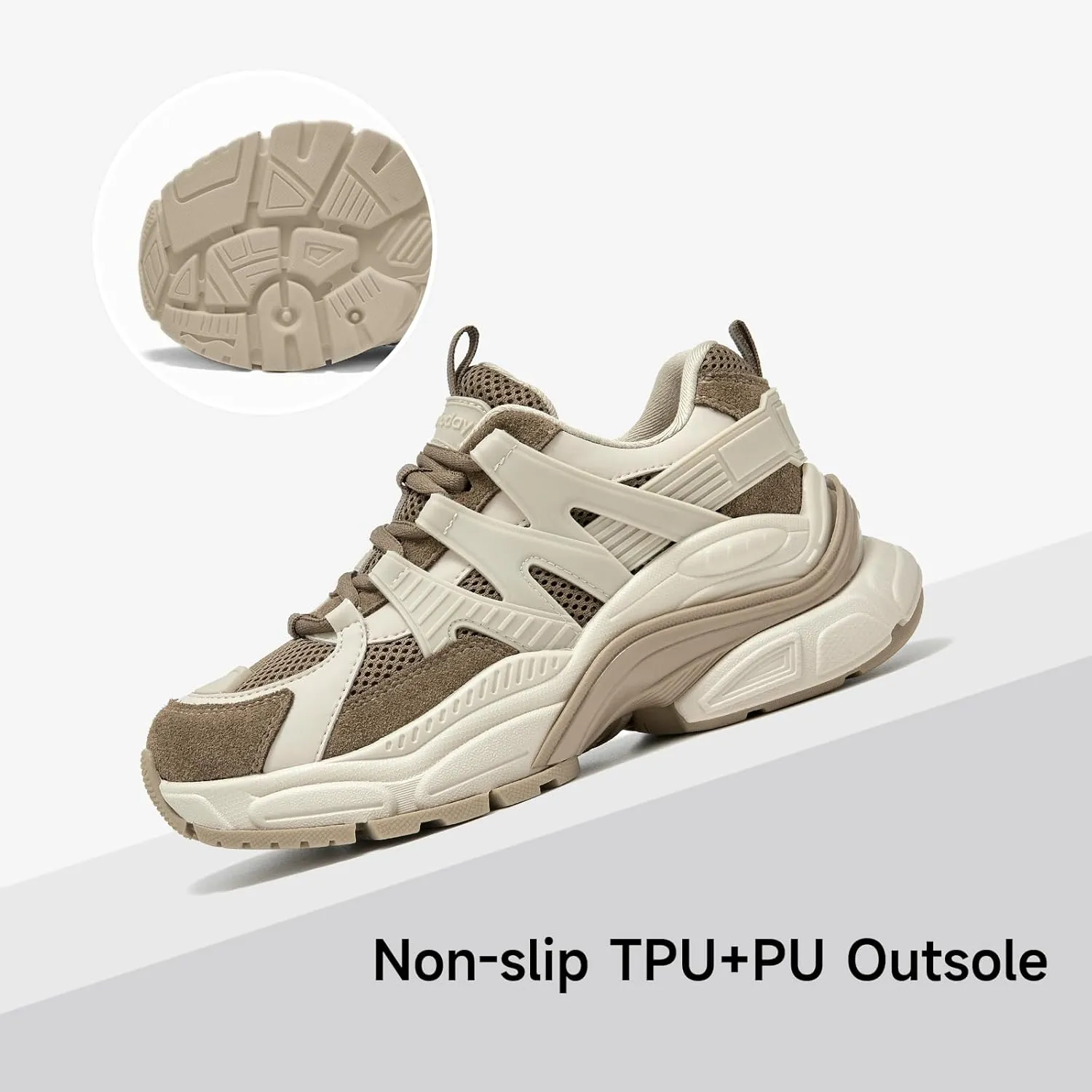 BEAU TODAY Chunky Sneakers for Women, Fashion Platform Sneakers Dad Shoes for Women, Casual Lace-up Walking Shoes