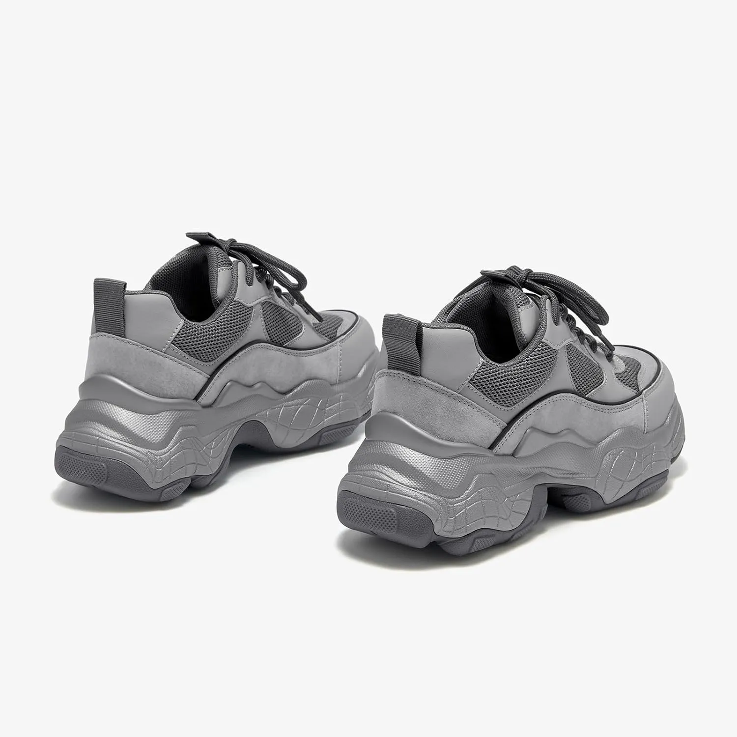 BEAU TODAY Chunky Sneakers for Women, Womens Fashion Sneakers, Lace Up Platform Comfortable Leather Casual Dad Shoes