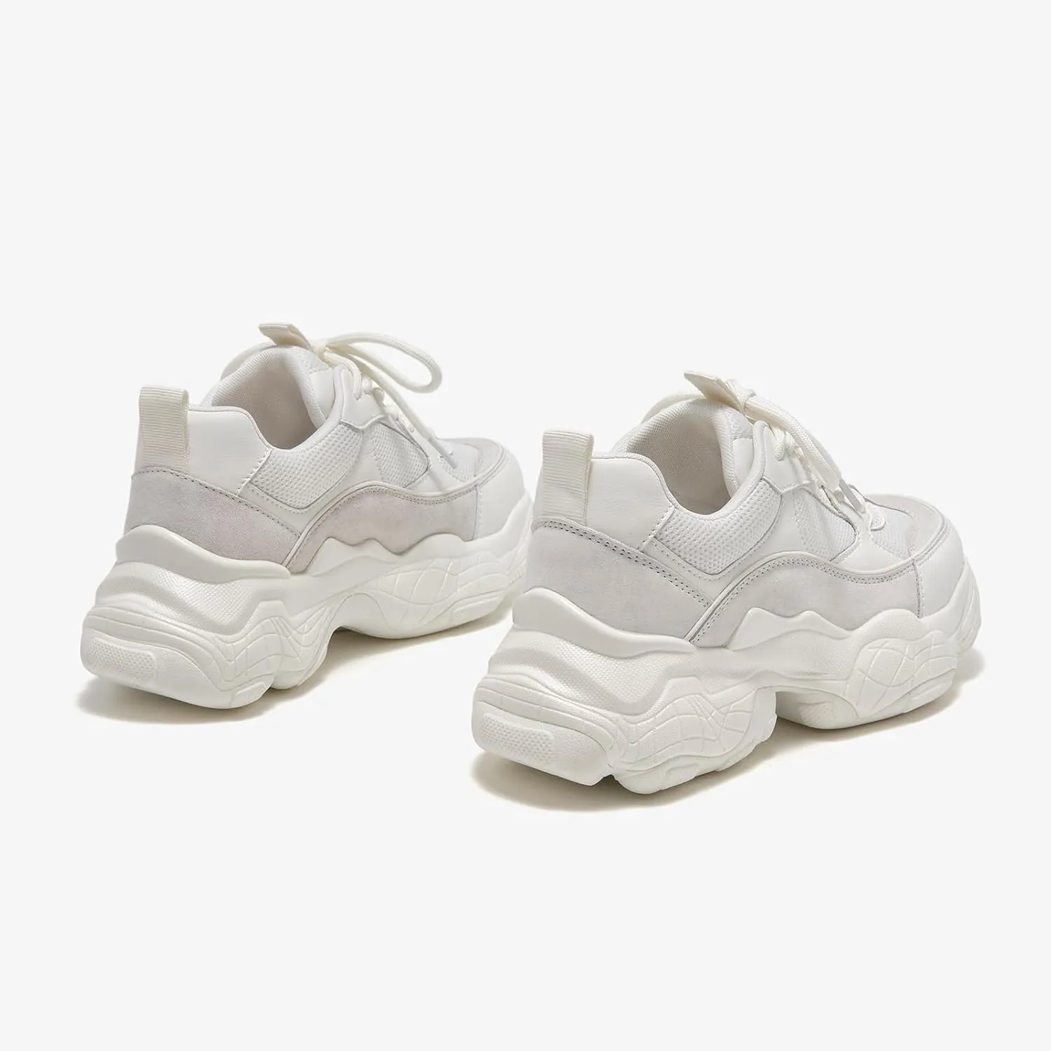 BEAU TODAY Chunky Sneakers for Women, Womens Fashion Sneakers, Lace Up Platform Comfortable Leather Casual Dad Shoes