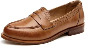BEAU TODAY Womens Loafers, Leather Penny Loafers for Women, Comfortable Slip-on Loafers for Women Flats Shoes, Business Casual Office Work Dressy Shoes