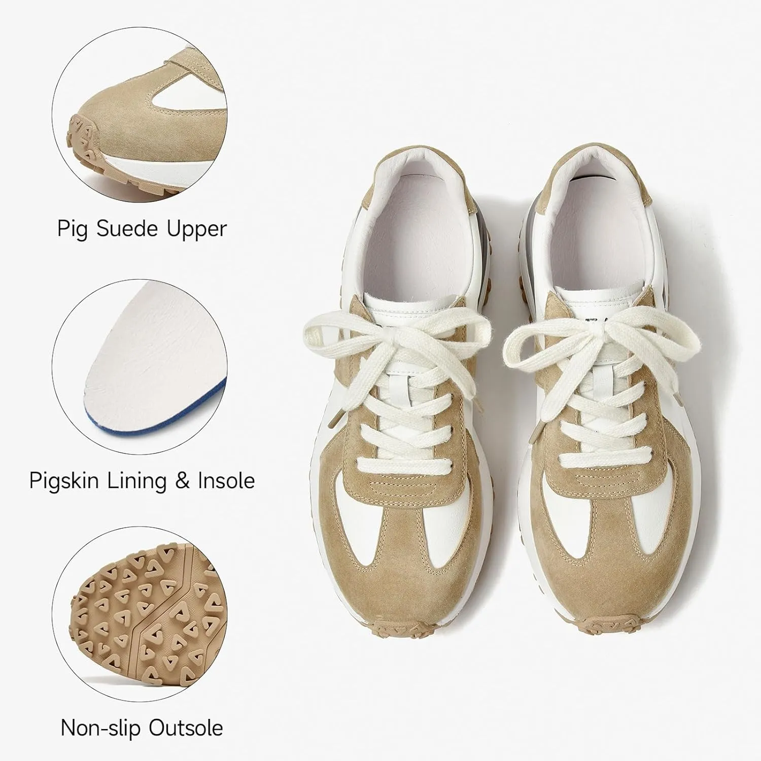 BEAU TODAY Womens Platform Sneakers, Fashion Chunky Platform Sneakers for Women, Retro Casual Walking Tennis Shoes